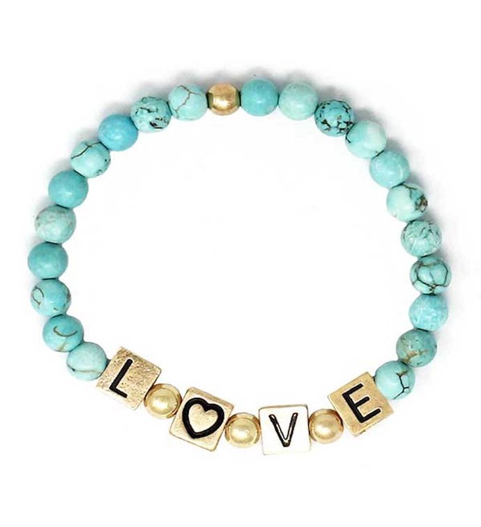 Turquoise Stretch Bracelet- Love